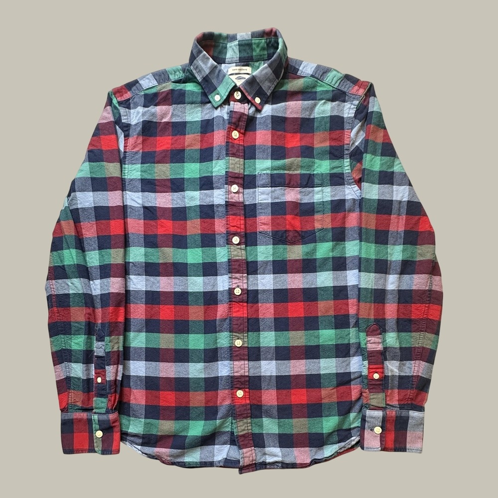 Old Navy Shirt Mens Medium Slim Button-Down LS Oxford View Blue Multi Plaid